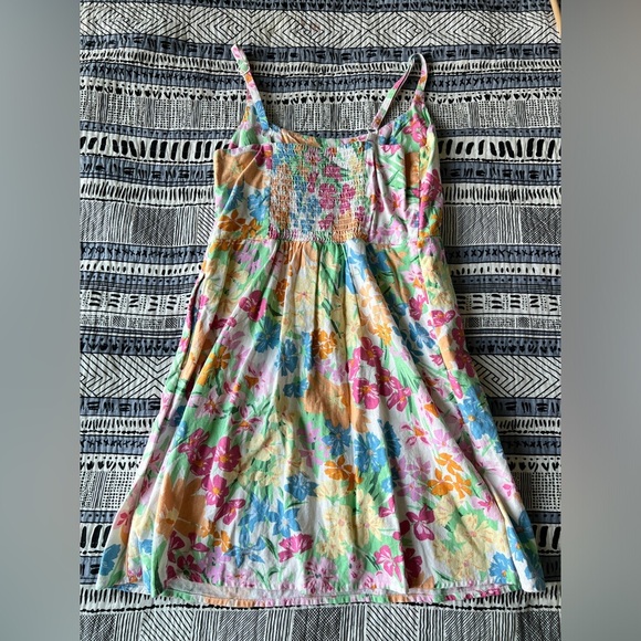 Old Navy Floral Linen Mini Dress Fit & Flare Euro Summer Multicolor Garden Girl - Picture 9 of 11